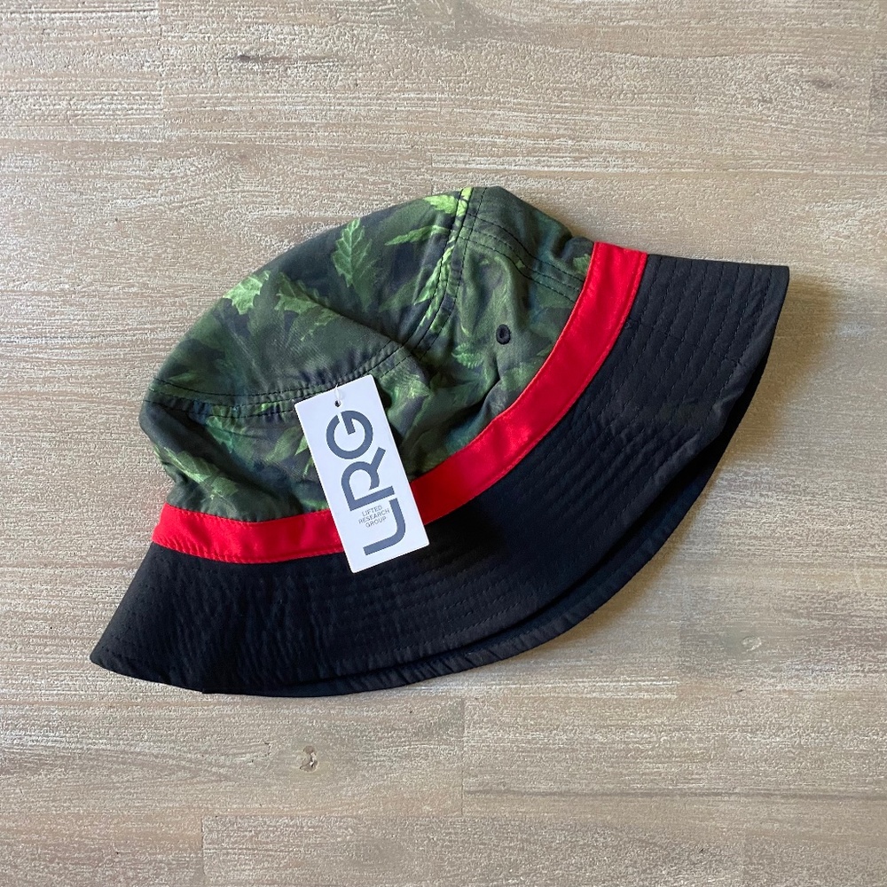 LRG Lifted Research Group Black Weed Bucket Hat Men's One Size NWT
